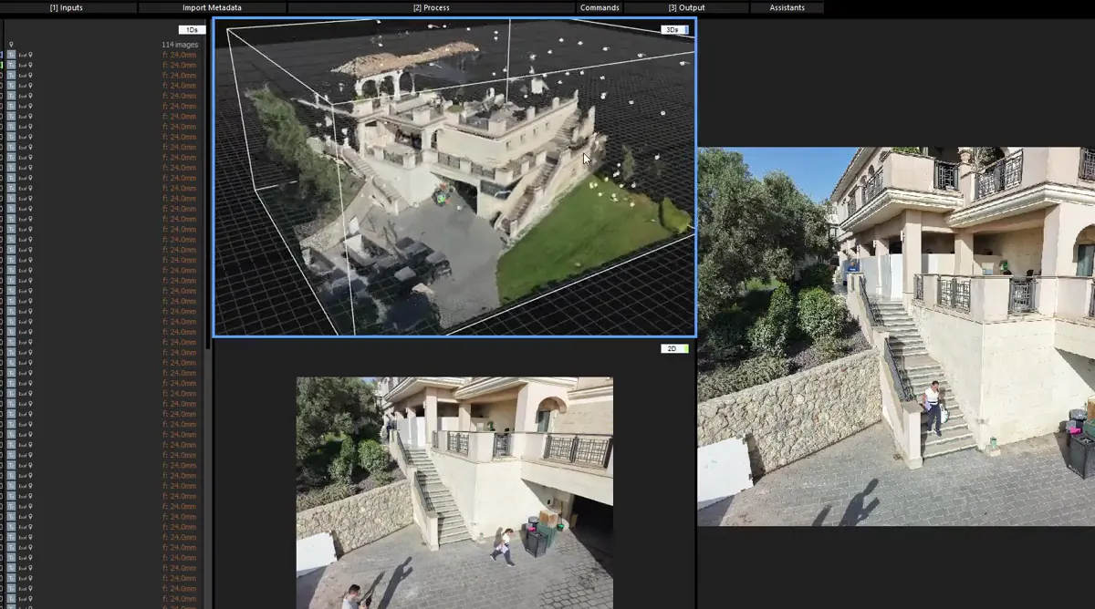 Visualización de la reconstrucción tridimensional del edificio en el software de procesado